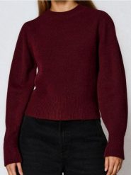 Sweter basic - bordowy. Czerwone swetry damskie Sinsay, l, bez wzorów, bez kołnierzyka, bez ramiączek, bez kaptura. Za 49.99 zł.