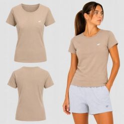 T-SHIRT DAMSKI 4F KOSZULKA SPORTOWA 1 BAWEŁNA F2772 SS26. Brązowe koszulki sportowe damskie 4f, s, bez wzorów, z bawełny, bez kołnierzyka, bez ramiączek, na fitness i siłownię. Za 38.90 zł.