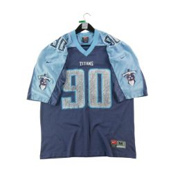 Second life - Nike męska koszulka NFL Tennessee Titans - Stan bardzo dobry. Niebieskie koszulki sportowe męskie Nike, m, bez wzorów, z materiału, bez kołnierzyka, bez ramiączek, do piłki nożnej. Za 106.46 zł.