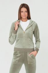JUICY COUTURE Zielona bluza Robertson. Zielone bluzy damskie Juicy Couture, s, bez wzorów, z weluru, z kapturem. W wyprzedaży za 299.99 zł.