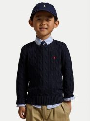 Polo Ralph Lauren Sweter 322702674060 Granatowy Regular Fit. Niebieskie swetry dla chłopców Polo Ralph Lauren, bez wzorów, z bawełny, bez kołnierzyka, bez kaptura. Za 519.99 zł.
