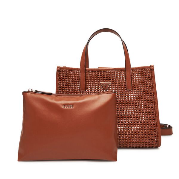 Torebka Guess. Brązowe torebki do ręki damskie Guess, z aplikacjami, klasyczne, bez dodatków. Za 379.99 zł.