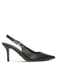 Guess Szpilki FLPNS3 LEA05 Czarny. Czarne sandały damskie Guess, z aplikacjami, ze skóry, bez obcasa, bez zapięcia. Za 419.99 zł.