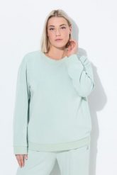 Damskie Sweter do yogi pudełkowy wycięcie stójka długi rękaw. Szare swetry damskie Ulla Popken, plus size, bez wzorów, z dżerseju, bez kołnierzyka, plus size, bez ramiączek, długie, bez kaptura. Za 201.99 zł.