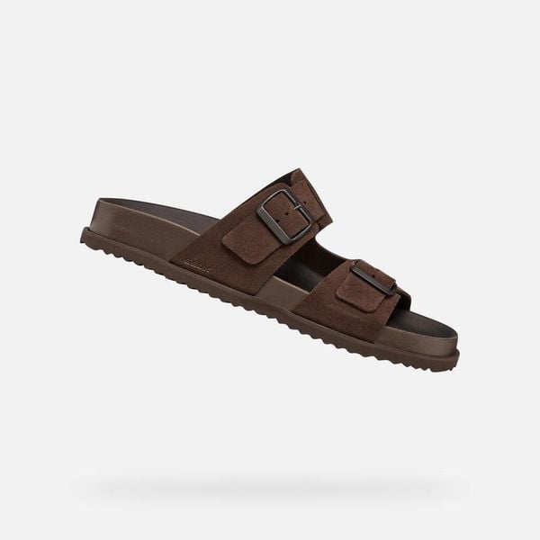 Sandały GEOX U PARNAIBA Brązowy. Brązowe sandały męskie Geox, ze skóry, bez zapięcia. Za 314.99 zł.