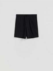 Szorty loose fit - czarny. Czarne szorty męskie Reserved, l, bez wzorów, z tkaniny. Za 119.99 zł.