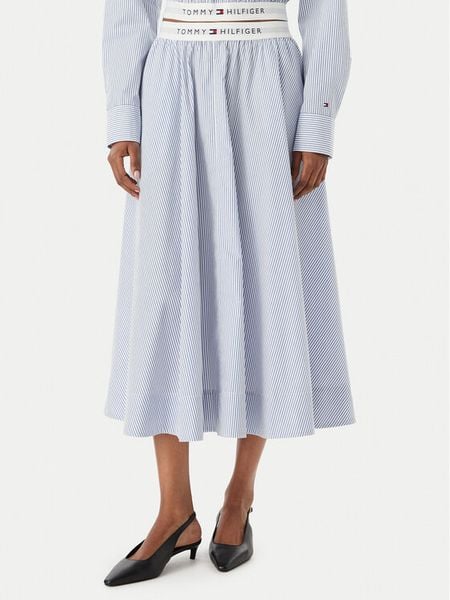 Tommy Hilfiger Spódnica midi WW0WW48936 Niebieski A-Line Fit. Niebieskie spódnice damskie Tommy Hilfiger, l, bez wzorów, z bawełny, midi. Za 452.99 zł.