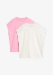 T-shirt z czystej bawełny organicznej (2 szt.). Czerwone t-shirty damskie bonprix, bez wzorów, z bawełny, bez kołnierzyka. Za 99.98 zł.