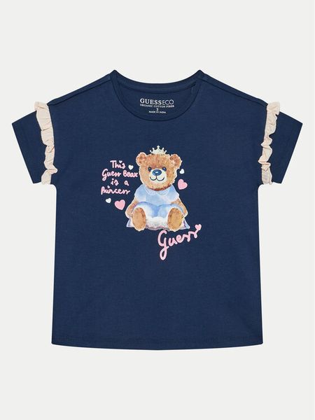 Guess T-Shirt K5RI12 K6YW4 Granatowy Regular Fit. Niebieskie t-shirty i topy dla dziewczynek Guess, z aplikacjami, z bawełny, bez ramiączek. Za 59.99 zł.