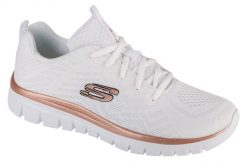 Buty do chodzenia damskie Skechers 12615WTRG. Białe obuwie sportowe damskie Skechers, bez wzorów, z materiału, trekkingowe. Za 355.00 zł.