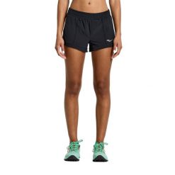 Spodenki do biegania damskie Saucony Outpace 2,5" Split Short. Czarne szorty sportowe damskie Saucony, l, bez wzorów, do biegania. Za 129.99 zł.