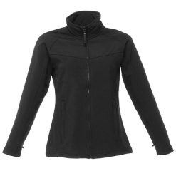 Damska kurtka wiatroodporna Softshell (Czarny czarny). Brązowe kurtki sportowe damskie Regatta, xl, bez wzorów, z materiału, bez kaptura, trekkingowe. Za 180.99 zł.