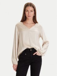 Maryley Bluzka 25IB824/18LA Beżowy Regular Fit. Brązowe bluzki damskie Maryley, xl, bez wzorów, z wiskozy, bez kołnierzyka, bez ramiączek. Za 229.99 zł.