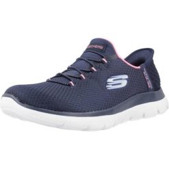 Buty SKECHERS SLIP-INS SUMMITS - DIAMOND DREAM Niebieski. Niebieskie trampki i tenisówki damskie Skechers, bez wzorów, z materiału, bez zapięcia. Za 340.99 zł.