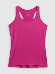 4F Top treningowy slim szybkoschnący damski - różowy S. Czerwone koszulki sportowe damskie 4f, s, bez wzorów, ze skóry, bez kołnierzyka, bez ramiączek, na fitness i siłownię. Za 69.99 zł.