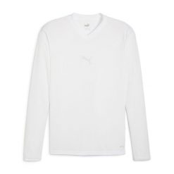 Koszulka termoaktywna z długim rękawem Puma teamGoal. Białe koszulki sportowe męskie Puma, bez wzorów, bez kołnierzyka, bez ramiączek, do piłki nożnej. Za 193.50 zł.
