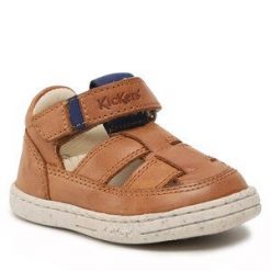 Sandały Kickers. Brązowe sandały chłopięce Kickers, bez zapięcia. Za 169.99 zł.