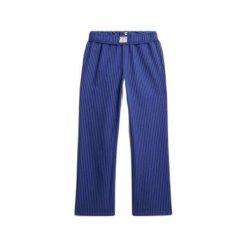 Spodnie elastyczne w paski z bawełny organicznej dla kobiet Superdry. Niebieskie spodnie sportowe damskie Superdry., bez wzorów, z bawełny. Za 270.00 zł.