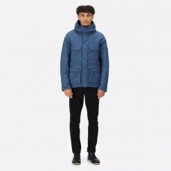 Męska Kurtka Zimowa Przeciwdeszczowa Raylan. Niebieskie kurtki męskie Regatta, na zimę, m, bez wzorów, z materiału, eleganckie, z kapturem. Za 795.99 zł.
