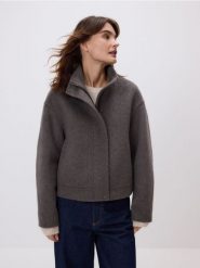 Kurtka handmade z wełną - szary. Szare kurtki damskie Reserved, l, bez wzorów, z lyocellu, bez kaptura. Za 399.99 zł.