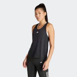 Koszulka fitness damska ADIDAS bez rękawów. Czarne koszulki sportowe damskie Adidas, bez wzorów, z materiału, na fitness i siłownię. W wyprzedaży za 79.99 zł.