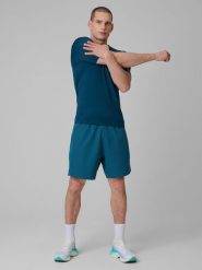 4F Spodenki treningowe szybkoschnące męskie - turkusowe M. Niebieskie krótkie spodenki sportowe męskie 4f, l, bez wzorów, z tkaniny. Za 149.99 zł.