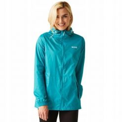 Kurtka trekkingowa damska Pack It Jacket III kieszonkowa przeciwdeszczowa. Niebieskie kurtki sportowe damskie Regatta, l, bez wzorów, z materiału, z kapturem, rowerowe. Za 109.99 zł.