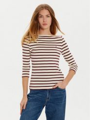Tommy Hilfiger Bluzka New Cody WW0WW40589 Beżowy Slim Fit. Brązowe bluzki damskie Tommy Hilfiger, xs, bez wzorów, z bawełny, bez kołnierzyka, bez ramiączek. Za 159.99 zł.
