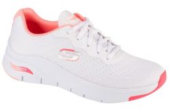 Buty do chodzenia damskie Skechers Arch Fit Infinity Cool. Białe obuwie sportowe damskie Skechers, z aplikacjami, z jeansu, trekkingowe. Za 379.99 zł.