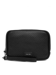 Calvin Klein Saszetka Embossed Woven Zip Pouch LV04D1111G Czarny. Czarne saszetki męskie Calvin Klein, ze skóry. Za 289.99 zł.