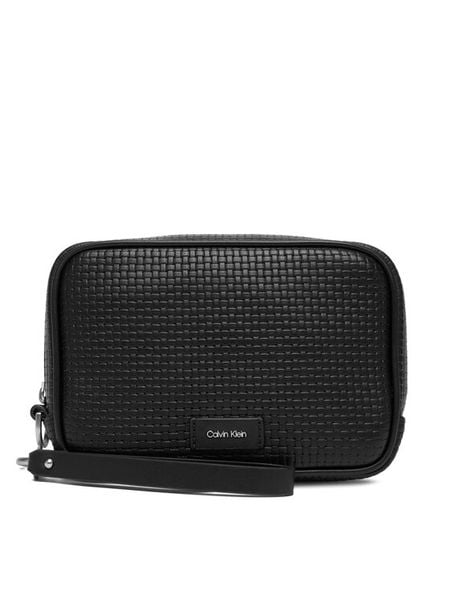 Calvin Klein Saszetka Embossed Woven Zip Pouch LV04D1111G Czarny. Czarne saszetki męskie Calvin Klein, ze skóry. Za 289.99 zł.