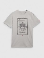 4F T-shirt regular z nadrukiem siatkarskim męski - szary M. Szare koszulki sportowe męskie 4f, l, bez wzorów, z bawełny, klasyczne, bez kołnierzyka. Za 69.99 zł.