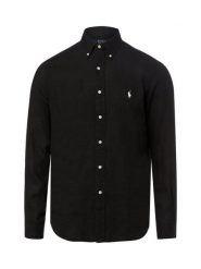 Polo Ralph Lauren koszula lniana Mężczyźni Regular Fit len czarny, M. Czarne koszule męskie Polo Ralph Lauren, m, bez wzorów, ze lnu, eleganckie, bez kołnierzyka, bez ramiączek. Za 599.95 zł.