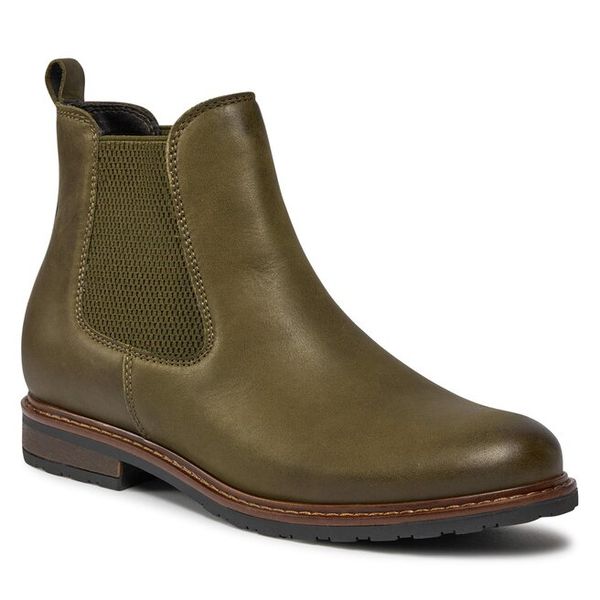 Sztyblety Tamaris. Zielone botki damskie Tamaris, bez obcasa, na płaskiej podeszwie, bez zapięcia. Za 248.99 zł.