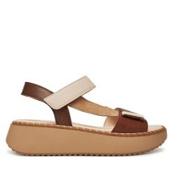 Sandały Gabor. Brązowe sandały damskie Gabor, bez wzorów, bez obcasa, na koturnie, bez zapięcia. Za 499.99 zł.