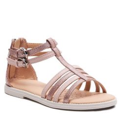 Sandały Geox. Czerwone sandały dziewczęce Geox, bez zapięcia. Za 379.99 zł.