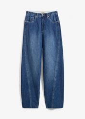 Jeansy typu ballon, high waist, super soft. Niebieskie jeansy damskie bonprix, z podwyższonym stanem. Za 127.99 zł.