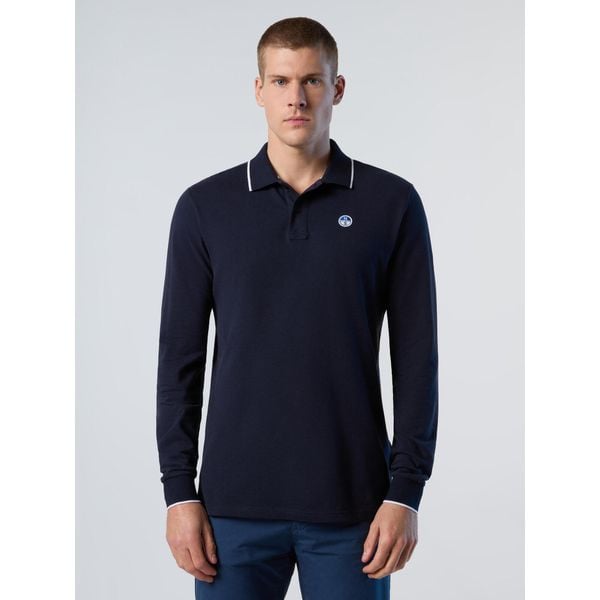 NORTH SAILS POLO LONG SLEEVE Niebieski. Niebieskie koszulki polo męskie North Sails, bez wzorów, z tkaniny, bez kołnierzyka, bez ramiączek, żeglarskie. Za 342.62 zł.
