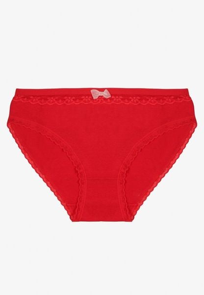 Czerwone Bawełniane Majtki Typu Figi z Koronką i Kokardą Zeteria. Czerwone figi damskie Born2be, l, bez wzorów, z bawełny. Za 6.99 zł.