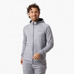 Sweter treningowy męski Swedemount Training Logo Zip Hood II szybkoschnący. Brązowe bluzy męskie SWEDEMOUNT, m, bez wzorów, z tkaniny, bez kaptura. Za 249.99 zł.