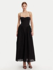Bardot Sukienka wieczorowa 59786DB Czarny Regular Fit. Czarne sukienki damskie Bardot, bez wzorów, z bawełny, wizytowe, bez kołnierzyka, bez ramiączek. Za 379.99 zł.