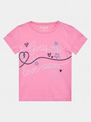Guess T-Shirt A3GI02 K6YW1 Różowy Regular Fit. Czerwone t-shirty i topy dla dziewczynek Guess, z aplikacjami, z bawełny, bez ramiączek. Za 89.99 zł.