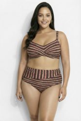 Damskie Bikini kombinacja pasów miękkie miseczki drapowanie z recyklingu. Czerwone bikini damskie Ulla Popken, plus size, bez wzorów, plus size. Za 191.99 zł.