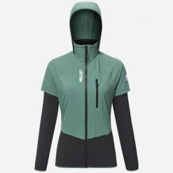Kurtka Softshell RUTOR XCS AIR dla kobiet. Zielone kurtki damskie Millet, s, bez wzorów, z materiału, bez kaptura. Za 682.30 zł.