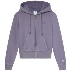 Bluza Z Kapturem Champion Z Zamkiem Na Całym Zameku Damskie. Fioletowe bluzy sportowe damskie Champion, s, bez wzorów, z bawełny, z kapturem. Za 338.99 zł.
