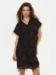 Bruuns Bazaar Sukienka koktajlowa Nellat BBW4197 Czarny Loose Fit. Czarne sukienki damskie Bruuns Bazaar, bez wzorów, z syntetyku, wizytowe, bez kołnierzyka, bez ramiączek. Za 359.99 zł.