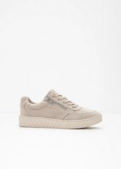 Sneakersy z wyściełaną podeszwą wewnętrzną. Brązowe obuwie sportowe damskie bonprix, bez wzorów. Za 107.99 zł.