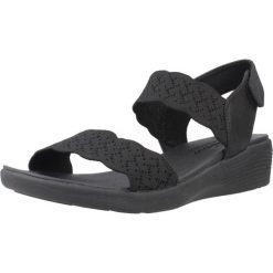 Sandały SKECHERS ARYA Czarny. Czarne sandały damskie Skechers, bez wzorów, z materiału, bez obcasa, bez zapięcia. Za 238.99 zł.
