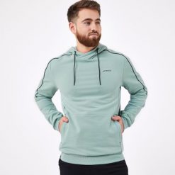 Bluza z kapturem do tenisa męska Artengo Soft. Zielone bluzy męskie ARTENGO, m, bez wzorów, z bawełny, z kapturem, tenisowe. Za 149.99 zł.