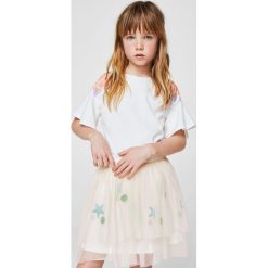 Mango Kids - Spódnica dziecięca Pale 104-152 cm. Spódniczki dla dziewczynek Mango Kids, z aplikacjami, z bawełny. W wyprzedaży za 49.90 zł.